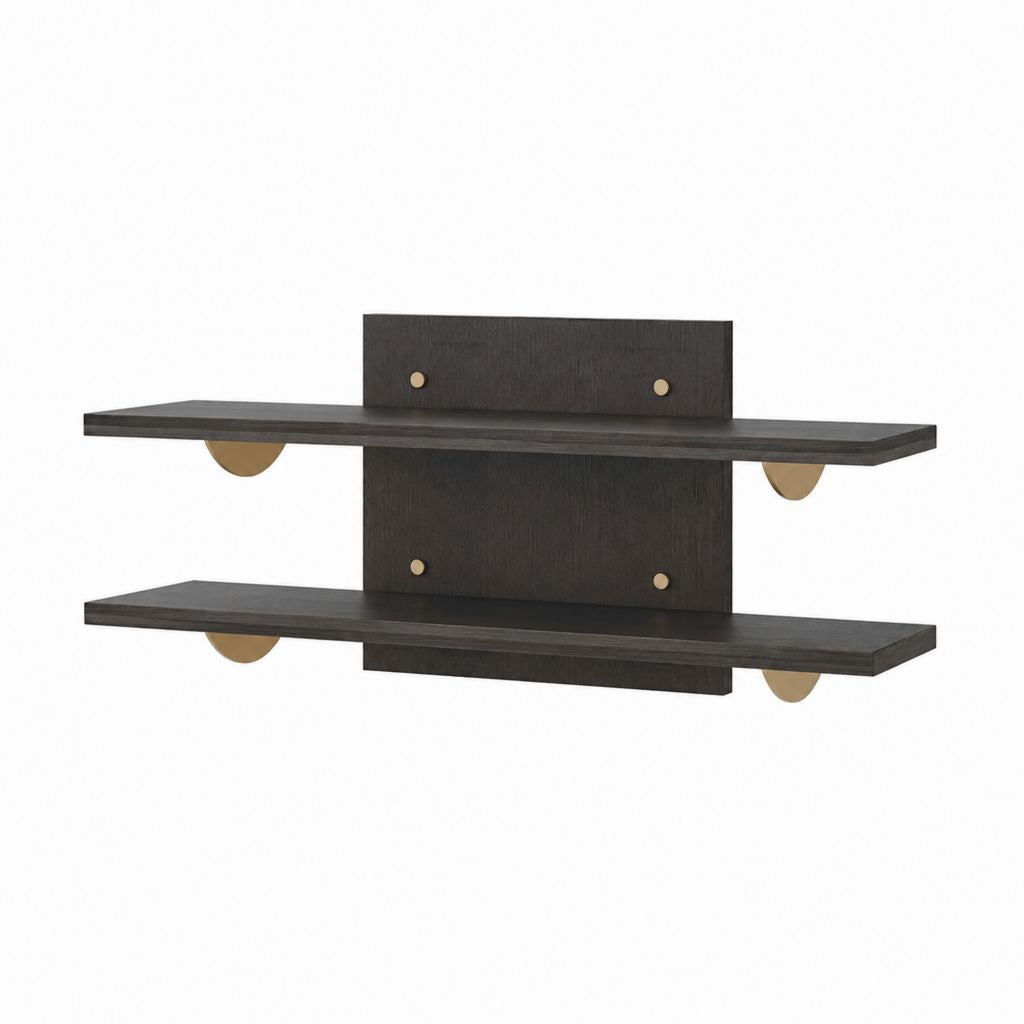 Mensola da parete a 2 ripiani in MDF nero rettangolare 80 x 20 x 50 cm