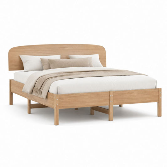 Letto matrimoniale con struttura in legno massello naturale 160 x 200 cm