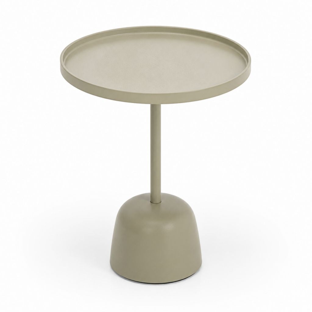 Tavolino laterale rotondo beige in acciaio Ø 45 cm altezza 50 cm