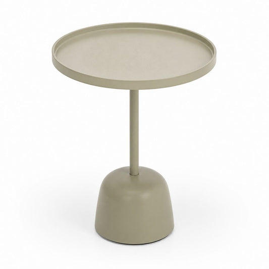 Tavolino laterale rotondo beige in acciaio Ø 45 cm altezza 50 cm