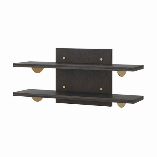 Mensola da parete a 2 ripiani in MDF nero rettangolare 80 x 20 x 50 cm