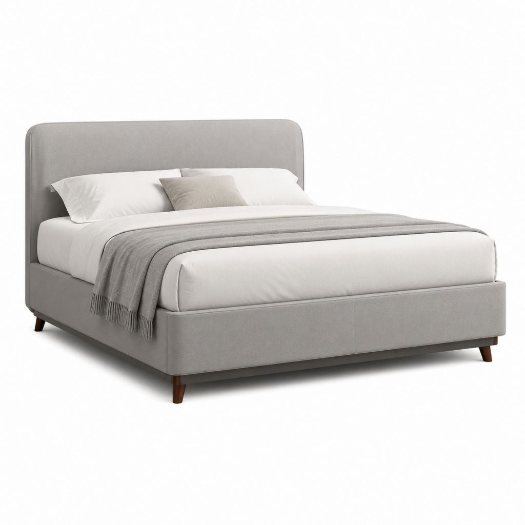Letto matrimoniale imbottito grigio in poliestere 160 x 200 cm 180 x 218 x 110 cm