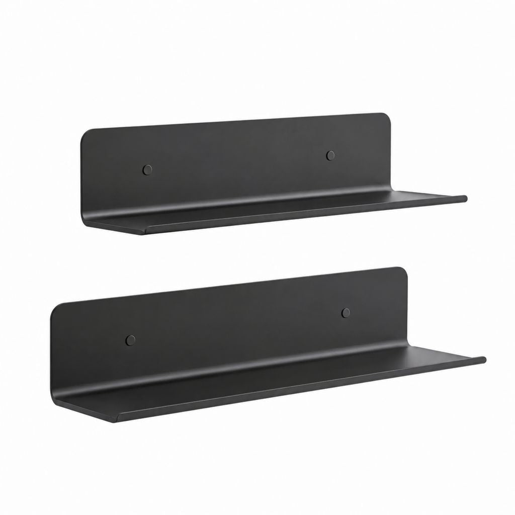 Set 2 mensole da parete nere in acciaio 40 x 10 x 10 cm
